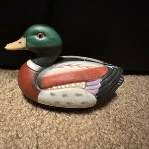 Vintage Ceramic Duck Lint Remover Brush Mallard Figurine Decoy 5" x 3 1/4"